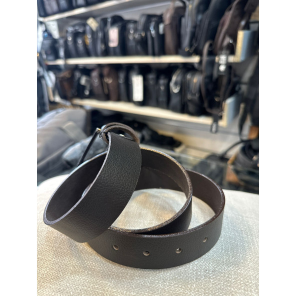 TRG POLO Kahve Hakiki Deri Erkek Kemeri-4 Cm - 3