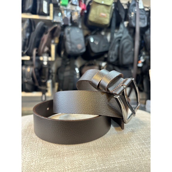 TRG POLO Kahve Hakiki Deri Erkek Kemeri-4 Cm - 6
