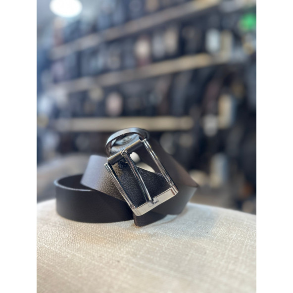 TRG POLO Kahve Hakiki Deri Erkek Kemeri-4 Cm - 7
