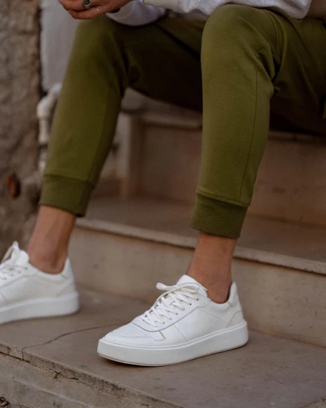 Rush Beyaz Hakiki Deri Erkek Spor Ayakkabı (Sneaker) Ayakkabı - 6