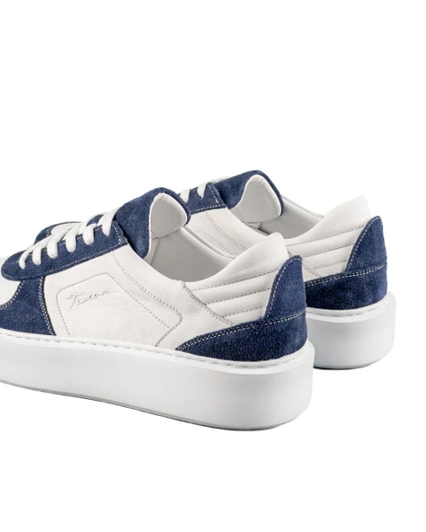 Trident Lacivert Süet Ve Beyaz Hakiki Deri Erkek Spor (Sneaker) Ayakkabı - 5