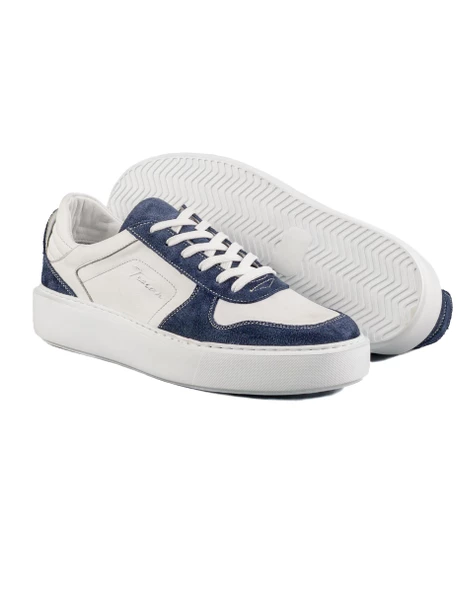 Trident Lacivert Süet Ve Beyaz Hakiki Deri Erkek Spor (Sneaker) Ayakkabı - 3