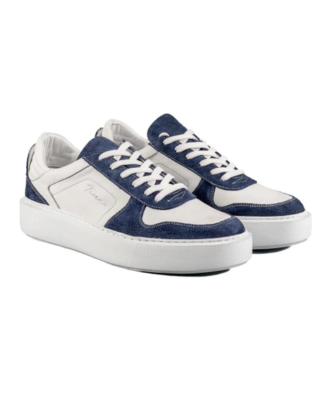 Trident Lacivert Süet Ve Beyaz Hakiki Deri Erkek Spor (Sneaker) Ayakkabı - 2