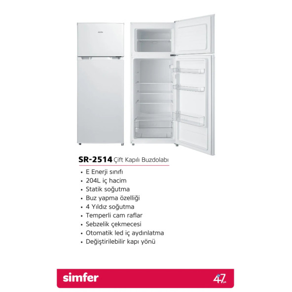 Simfer SR-2514 Çift Kapılı Buzdolabı