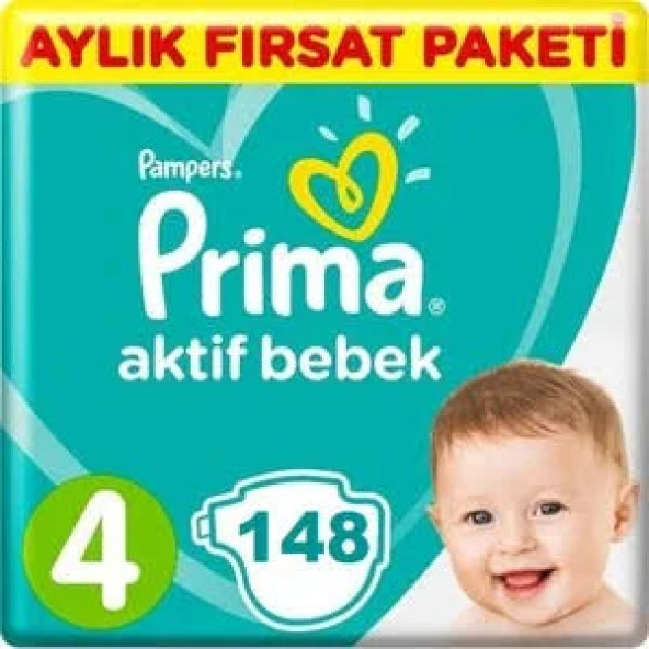 Prima Aktif 4 Beden Maxi 148'li Bebek Bezi