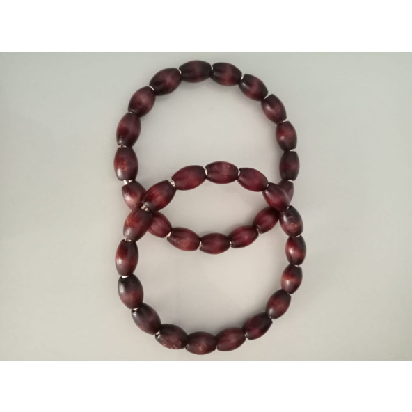 KAHVERENGİ Arpa Ahşap Boncuklu Yuvarlak Halka Çanta Sapı - 2