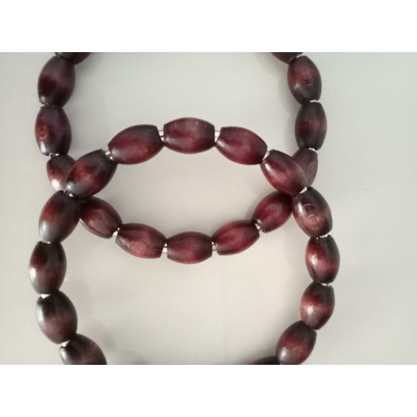 KAHVERENGİ Arpa Ahşap Boncuklu Yuvarlak Halka Çanta Sapı - 3