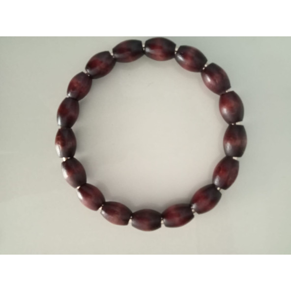 KAHVERENGİ Arpa Ahşap Boncuklu Yuvarlak Halka Çanta Sapı - 4