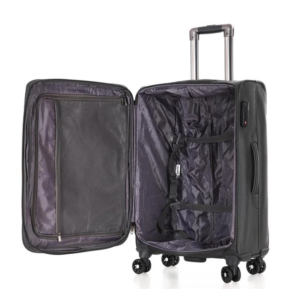 ÇÇS 620 Kumaş Orta Boy Valiz Gri - Resim 5