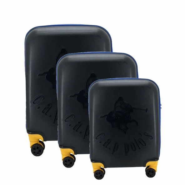 Cap Polo's Polipropilen Üçlü Valiz Set Siyah ürün görseli
