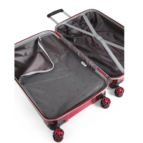 ÇÇS London 5226 Küçük Boy Valiz Bordo Beyaz - 5