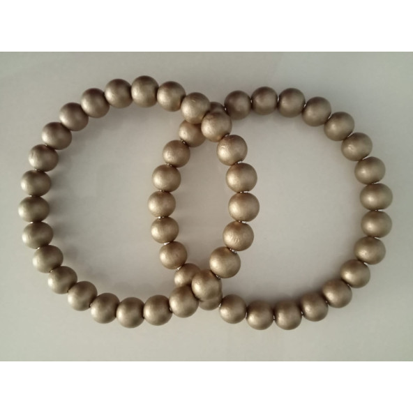 GOLD Renkli Yuvarlak Ahşap Boncuklu Yuvarlak Ahşap Boncuklu Yuvarlak Halka Çanta Sapı - 2