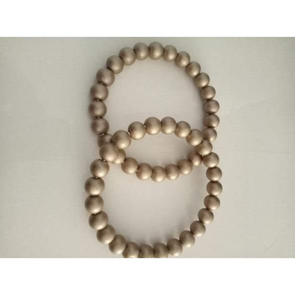 GOLD Renkli Yuvarlak Ahşap Boncuklu Yuvarlak Ahşap Boncuklu Yuvarlak Halka Çanta Sapı - 3