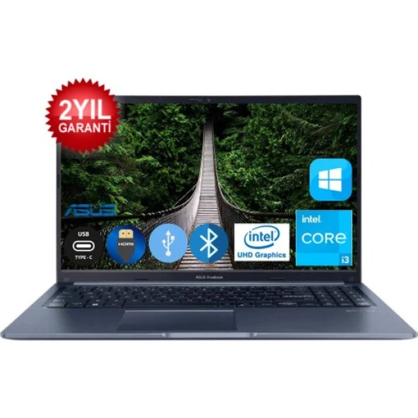 ASUS VIVOBOOK I3-1215U 8 GB 512 GB SDD  X1502ZA-EJ0670A18 15.6W10 Pro Taşınabilir Bilgisayar