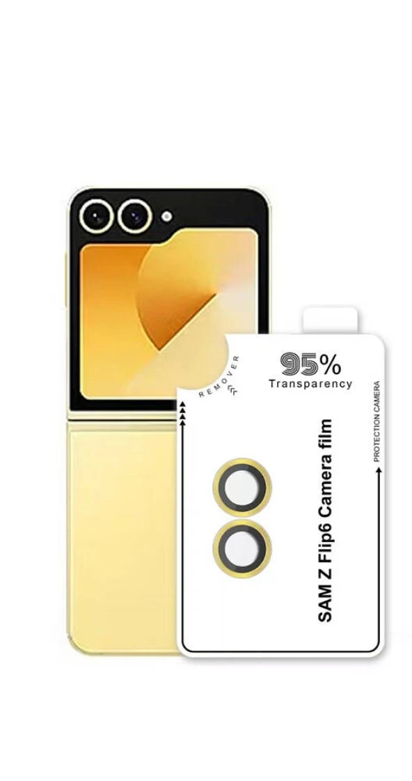 KNY Samsung Galaxy Z Flip 6 İçin Tekli 5D Kamera Koruyucu Metal Kasa Gold