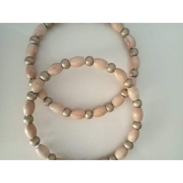 GOLD YUVARLAK-VERNİKLİ ARPA Ahşap Boncuklu Yuvarlak Halka Çanta Sapı - 2