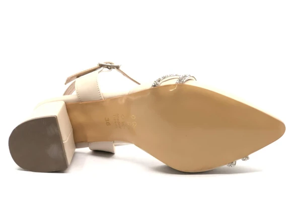 Mehtap Çapraz Burgu Taş Detaylı 6 cm Topuklu Kadın Klasik Ayakkabı - Resim 9