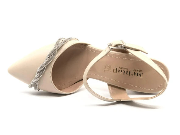 Mehtap Çapraz Burgu Taş Detaylı 6 cm Topuklu Kadın Klasik Ayakkabı - Resim 8