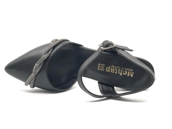 Mehtap Çapraz Burgu Taş Detaylı 6 cm Topuklu Kadın Klasik Ayakkabı - Resim 5