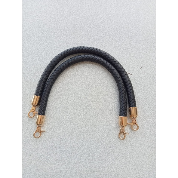 40 cm  SİYAH Örgülü Deri  Çanta Sapı - 4