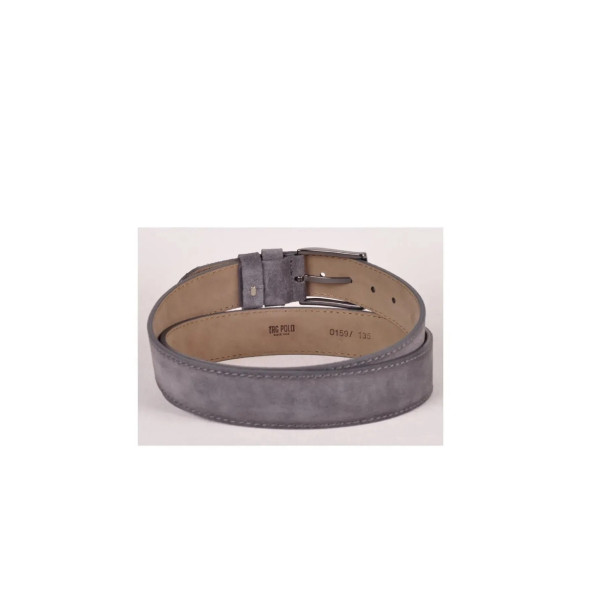 TRG POLO 4,5 Cm Gri Hakiki Nubuk Deri Kemer -0159 - 2