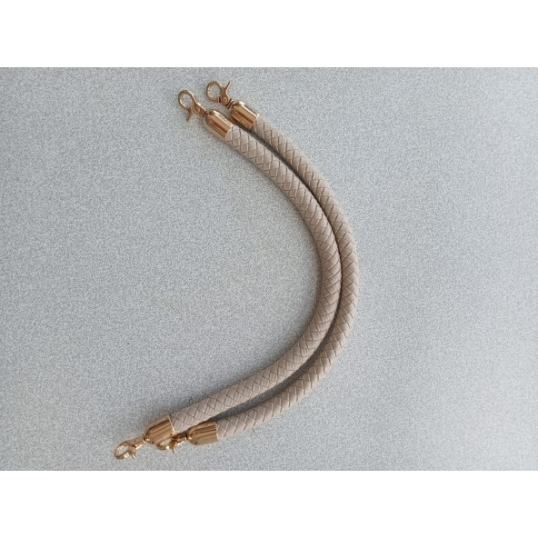 40 CM BEJ  Renkli Örgü Derili Çanta Sapı - 3