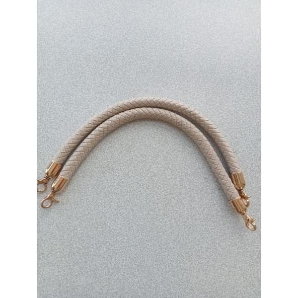 40 CM BEJ  Renkli Örgü Derili Çanta Sapı - 4