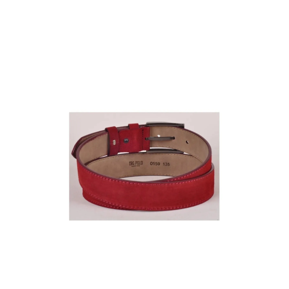 TRG POLO 4,5 Cm Kırmızı Hakiki Nubuk Deri Kemer -0159 - 2