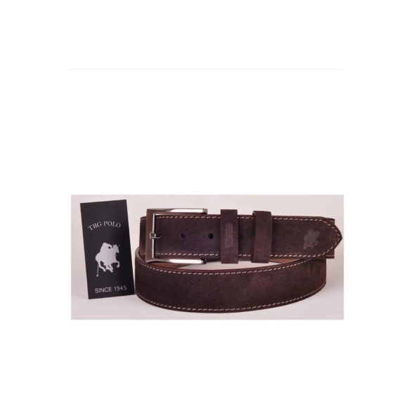 TRG POLO 4,5 CM Kahve Hakiki Nubuk  Deri Kemer -0159