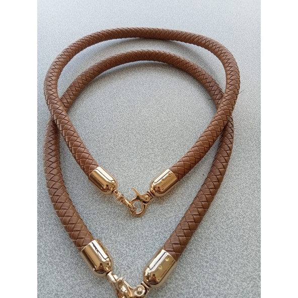 70 cm KAHVERENGİ Örgü Derili Çanta Sapı - 2
