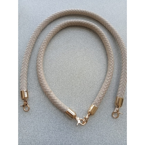 70  cm BEJ Renkli  Örgü Derili Çanta Sapı - 3