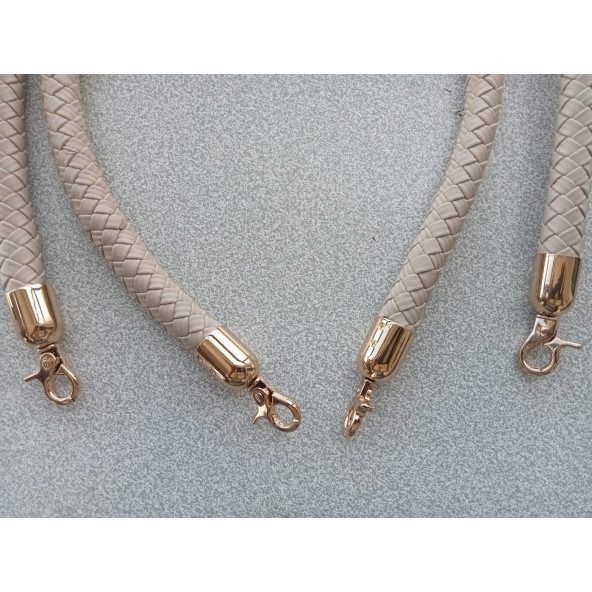 70  cm BEJ Renkli  Örgü Derili Çanta Sapı - 4