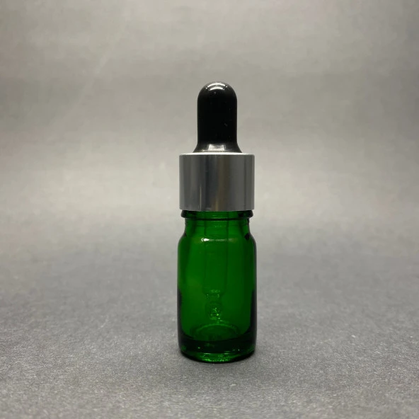 5Ml Yeşil Cam Damlalıklı Şişe , Gümüş Metal Kapak , 5 Cc Yeşil Cam Damlalıklı Şişe x 6 Adet - 2