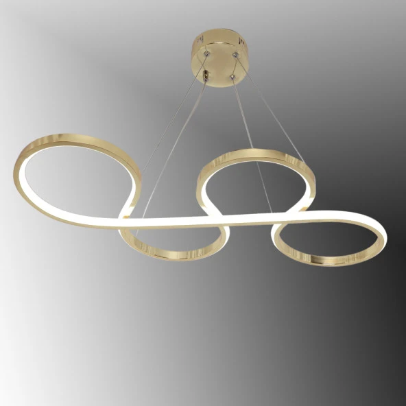 TT025-FSR TT Aydınlatma Yılan Modeli Fransız Sarı Kaplama Led Avize