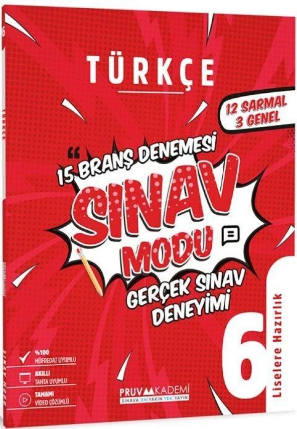 6. Sınıf Türkçe Sınav Modu 15 Deneme Pruva Akademi