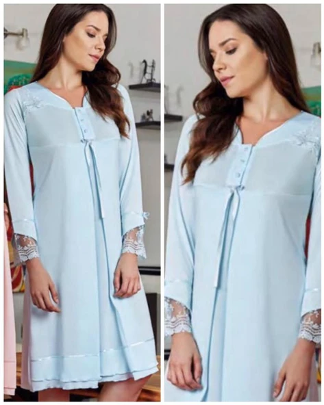 BONE CLUB 4640 HAMİLE LOHUSA UZUN KOLLU GECELİK - Resim 2