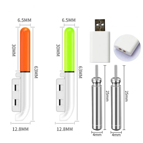 Valkyrie 2 Adet Şarjlı LED Kamış Olta Ucu Işığı Su Geçirmez USB Evrensel Uyumlu Gece Balıkçılığı - 7