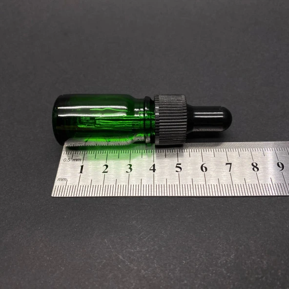 5Ml Yeşil Cam Damlalıklı Şişe , Siyah Plastik Kapak , 5 Cc Yeşil Cam Damlalıklı Şişe x 6 Adet - Resim 2
