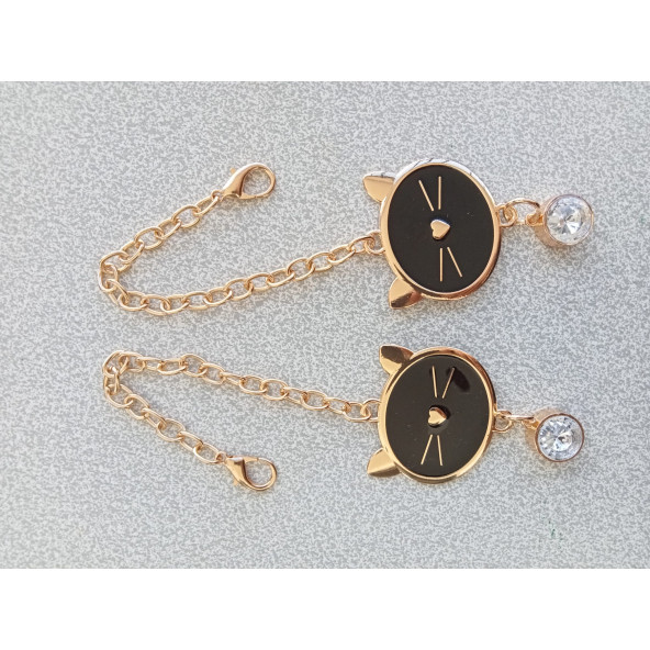 2 Adet Gold Metal Kedili Anahtarlık, Çanta Süsü