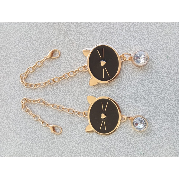 2 Adet Gold Metal Kedili Anahtarlık, Çanta Süsü - 2