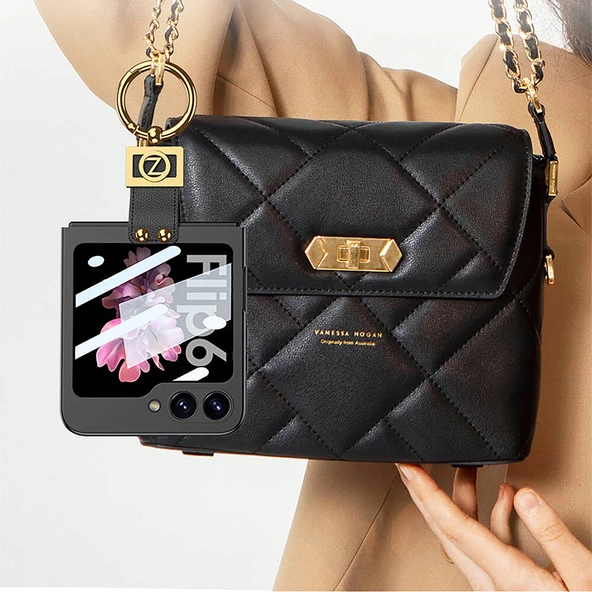 Galaxy Z Flip 6 Kılıf Z Harfli Yüzüklü Kıpta Kılıf - 9
