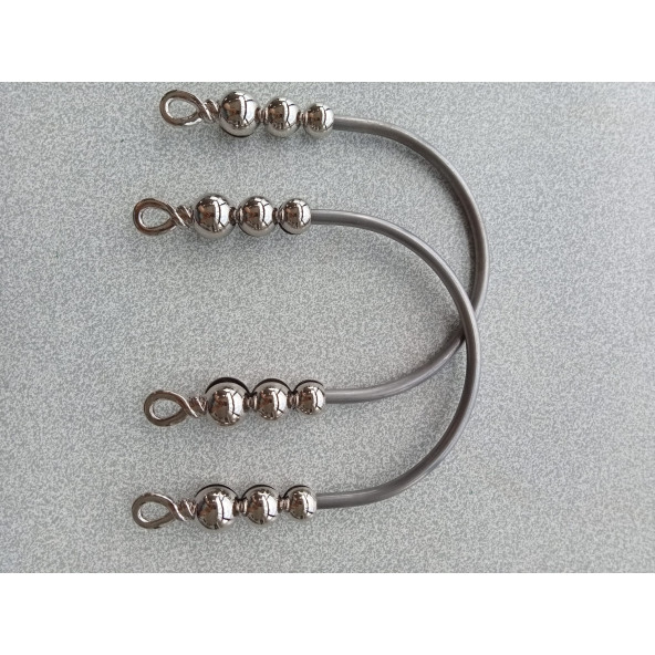 Gümüş Metal Üç Baklalı Sarmalı Çanta Sapı - 2