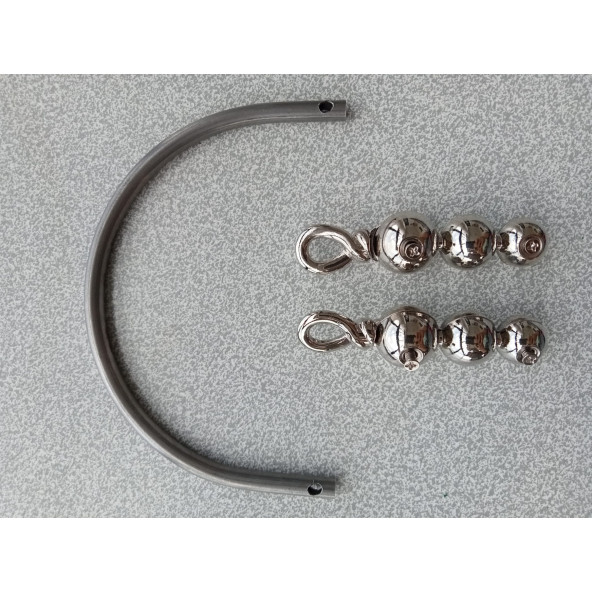 Gümüş Metal Üç Baklalı Sarmalı Çanta Sapı - 3