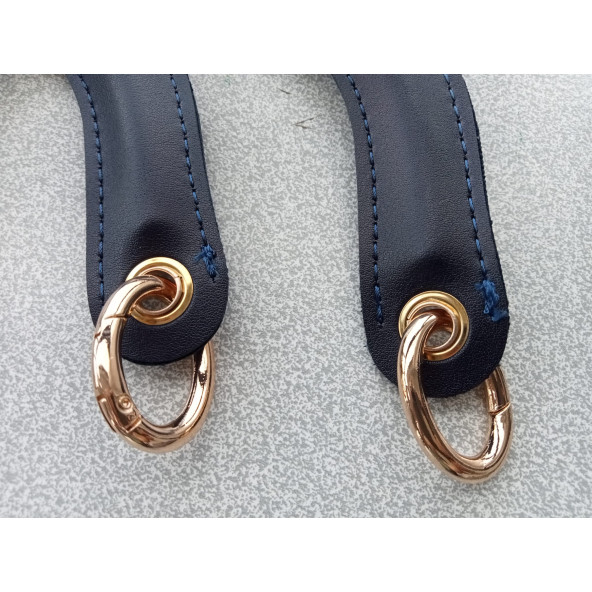Fold Uçları Oval Yaylı Halkalı LACİVERT Çanta Sapı - 3