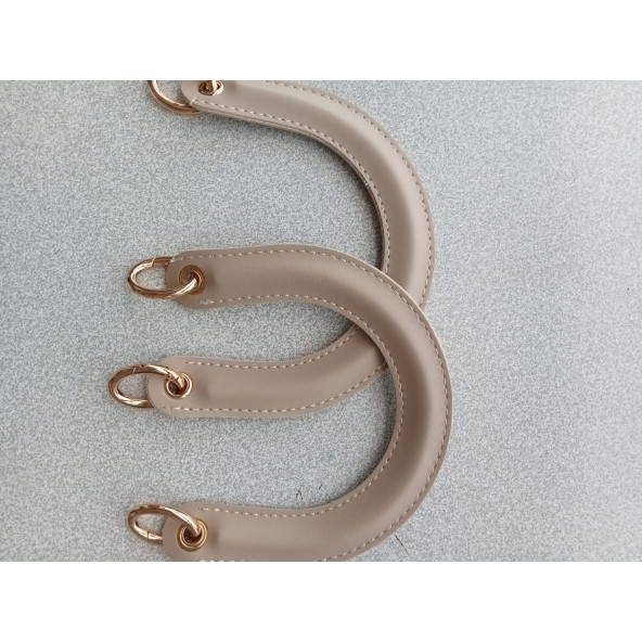 Fold Uçları Oval Yaylı Halkalı BEJ  RENGİ Çanta Sapı