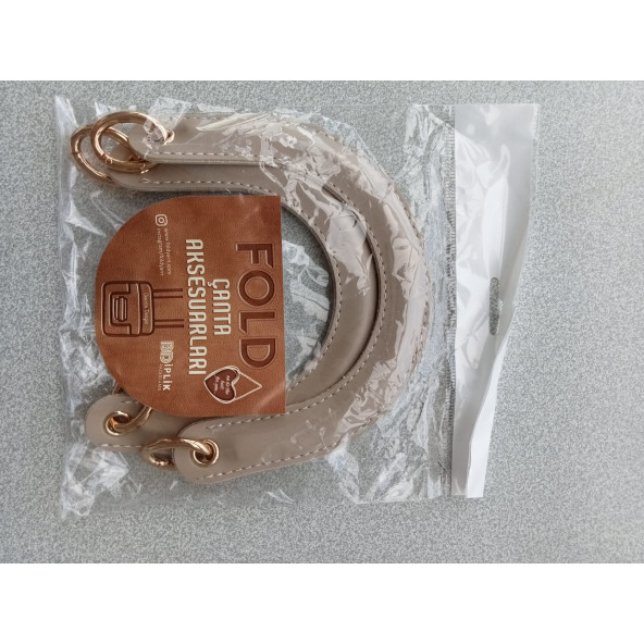Fold Uçları Oval Yaylı Halkalı BEJ  RENGİ Çanta Sapı - 2