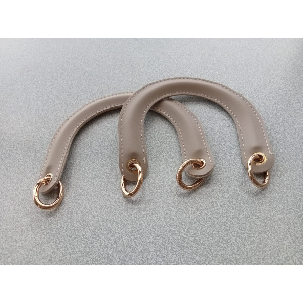 Fold Uçları Oval Yaylı Halkalı BEJ  RENGİ Çanta Sapı - 4