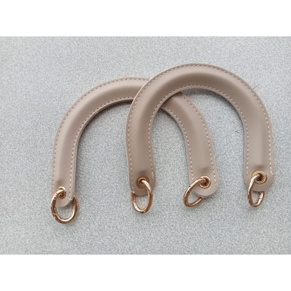 Fold Uçları Oval Yaylı Halkalı BEJ  RENGİ Çanta Sapı - 5