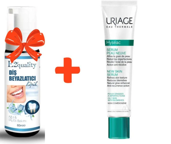 E2'quality Diş Beyazlatıcı Köpük + Uriage Hyseac New Skin Serum Yağlı Ciltlere Özel Serum 40 ML