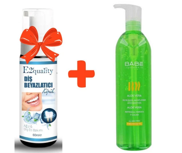 E2'quality Diş Beyazlatıcı Köpük + Babe Aloe Gel 300 ML Vücut Nemlendiricisi